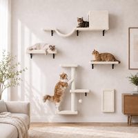 Ensemble d'étagères murales pour chat avec arbre à chat, griffoir, perchoir, condo et plateformes d'escalade pour chats d'intérieur