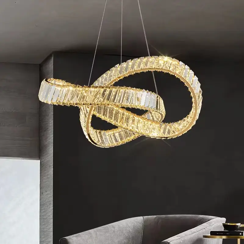 Modern Led Crystal Chandelier Living Room Indoor Gold Round Ring Three Color ceiling Light Fixture Home chandelier lighting