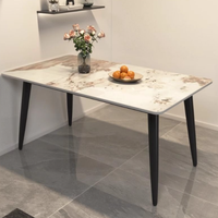 Ensemble table et chaises de salle à manger rectangulaire extensible en dalle de pierre, style luxe moderne, pour la maison, les petites maisons, les hôtels, durable et écologique
