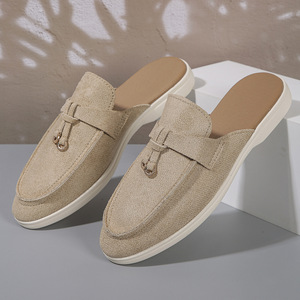 Mezza pantofola stile Vintage da esterno con nappa facile da donna scarpe basse Casual mocassini in tinta unita - Product Image 4