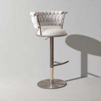 Tabouret de bar pivotant réglable de luxe tissu de velours léger avec base en métal meubles personnalisés cuisine salle à manger chaises de bar