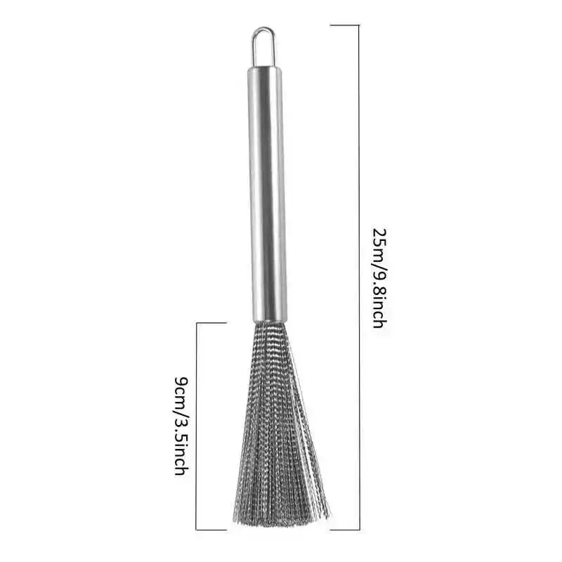 304 Stainless Steel Cleaning Kitchen Rust Pot Cleaning Brush Super Strong Decontamination Brush Hangable Pan Bowl Brush