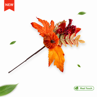 Branchelettes florales vintage d'automne, fausses mini-tournesols, érables et baies pour la décoration de cheminée, de manteau de cheminée et de vase