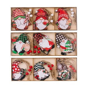 Colgante de madera Rudolph, colgante de muñeco enano sin rostro, nuevo artículo decorativo de madera navideño transfronterizo - Product Image 5