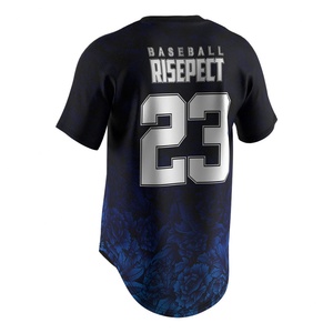 Uniformes de Béisbol Hip-Hop de Manga Corta con Sublimación de Logotipo Personalizado, Camiseta Deportiva Azul Completa para Hombre - Product Image 4