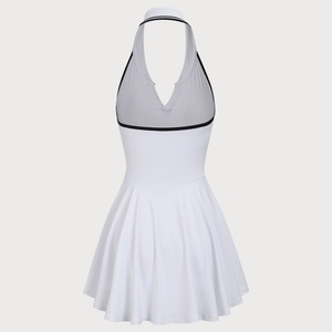 New Arrival Womens White Quick Dry Tennis Dress With Removable Shorts Outdoor Stretchy <b>Elastic</b> Zipper Tenniscore for Sexy Women - Product Image 3
