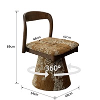 Chaise de salle à manger pivotante en tissu floral vintage, dossier en bois massif, chaise de loisirs rotative pour la maison, le restaurant, la cuisine