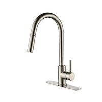 Robinet de cuisine monocommande en acier inoxydable à douchette extractible haute portée avec pulvérisateur, pour évier