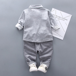 Vendita calda Set in due pezzi <span class=keywords><strong>per</strong></span> bambini 1-4 anni moda primavera abbigliamento bambino bambino bel camicia vestito da uomo vestito da bambino - Product Image 4