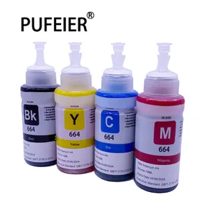 Tinta Pewarna Isi Ulang T664 664, 70ML untuk Epson L550 L555 L310 L365 L565 L395 L380 L375 L455 L655 L605 L486 L386 L382 L1455 664 Tinta