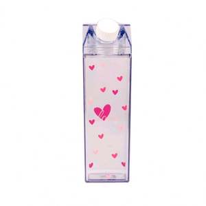 500ml/1000ml Square <b>Plastic</b> <b>Bottle</b> 17oz/34oz Milk Carton Shaped Clear Direct <b>Drinking</b> Leak-Proof Unisex Party Drinkware Screw - Product Image 4