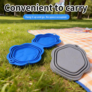 Bol double pliable de haute qualité pour chat et chien, en silicone, portable, pour l'eau et la nourriture, idéal pour les voyages. - Product Image 4