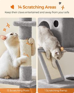 Wooden <b>Cat</b> Tree, <b>Large</b> <b>Cat</b> Tree Tower, Multi-Level Plush Condo with <b>Scratching</b> <b>Post</b> - Product Image 4