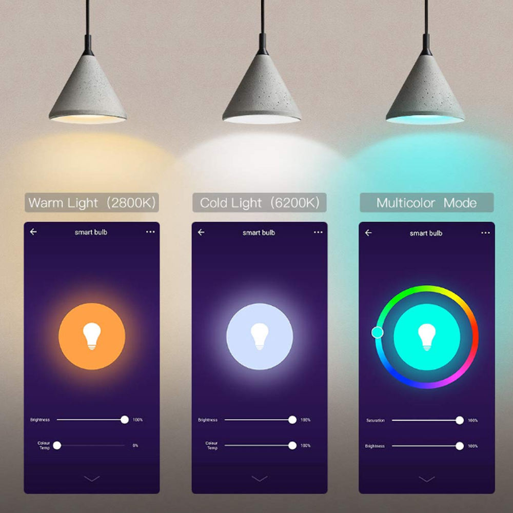 HONPNK030 Tuya Smart WiFi Light Bulb LED Bulb Alexa EU US Standard RGB Rainbow 12W Light Bulb