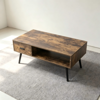 Table basse en MDF durable de style mid-century modern avec tiroirs et rangement, meuble TV minimaliste pour petit salon