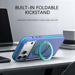 Coque de téléphone magnétique mate tendance pour iPhone 18 12 13 14 15 16 17 Pro Max Plus avec support anneau métallique 360 antichoc - Product Image 3