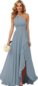 Robes de <span class=keywords><strong>demoiselle</strong></span> <span class=keywords><strong>d</strong></span>'<span class=keywords><strong>honneur</strong></span> élégantes de style estival pour femmes, longueur au sol, à une épaule, nouvelle collection - Product Image 6