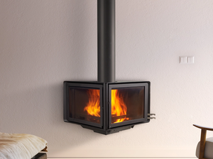Cheminée suspendue moderne en acier, à installation autonome facile, double face rotative, à <span class=keywords><strong>feu</strong></span> réel, pour hôtel, chauffage intérieur au <span class=keywords><strong>bois</strong></span> - Product Image 2