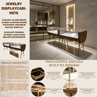 Vitrine à bijoux minimaliste pour usage commercial, comptoir d'exposition de bijoux en verre autoportant pour la décoration intérieure de magasins haut de gamme