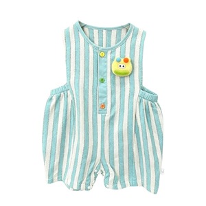 Yenidoğan Yazlık Nefes Alabilen Kareli Çizgili Kolsuz Bebek Bodysi Pamuklu Dikey Çizgili Pamuklu Bebek Kıyafetleri - Product Image 6