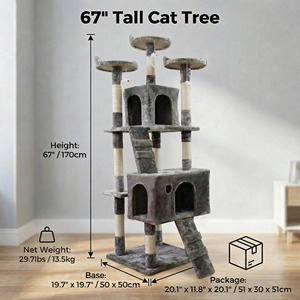 <strong>Large</strong> <strong>Cat</strong> <strong>Tree</strong> with Sisal Post Integrated Jumping Platform <strong>Cat</strong> <strong>Climbing</strong> &amp; <strong>Cat</strong> House - Product Image 5