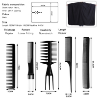 Logo personnalisé coupe de cheveux professionnelle Cape de barbier imperméable Salon Cape avec 10 pièces ensemble de peigne de coiffure