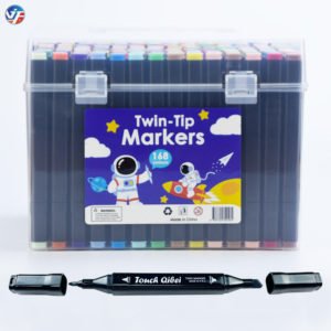 Marcadores de Arte Permanentes de Doble Punta Oblicua con Tinta a Base de Agua, 168 Colores, Estuche de Plástico Impermeable, Juego para Adultos y Niños - Product Image 1