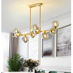 Lustre <span class=keywords><strong>suspendu</strong></span> moderne en fer décoratif, luminaire <span class=keywords><strong>suspendu</strong></span> en verre doré, bulle ambrée, douille G9, éclairage LED - Product Image 2