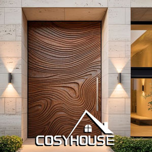 Porte de façade architecturale moderne avec panneau ondulé sculpté pour usage extérieur - Product Image 1