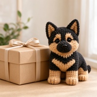 Kit de crochet Berger Allemand fait main, pack de matériaux de tricot DIY, adorable chien amigurumi, cadeau artisanal pour adultes