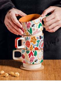 Tazza in ceramica a righe impilabili per colazione tazza carina per ragazza latte tazza da <span class=keywords><strong>caffè</strong></span> modelli personalizzati di <span class=keywords><strong>supporto</strong></span> tazza in ceramica fabbriche in cina - Product Image 2