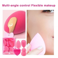 Ensemble de 5 éponges de maquillage les plus vendues Love Puff, éponge à coussin d'air floquée pour fond de teint, éponge à poudre humide et sèche, éponge en forme de goutte d'eau