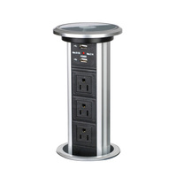 Prise de bureau escamotable intelligente avec chargeur sans fil, haut-parleur, USB Type C, prise de courant rétractable pour bureau et domicile