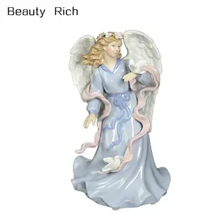 Fine Porcelain Angel Holding Dove Musical Figurine, 8-Inch ceramic cherub