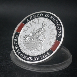 Première dans la dernière pièce de prière Saint des pompiers Red Line Challenge Coin - Product Image 3