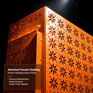 Panneau de façade en aluminium orange, mur-rideau en métal perforé, revêtement extérieur décoratif, utilisation pour projets personnalisés - Product Image 5