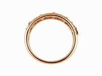 18K Gold Rosa Saphir Blumen- & Naturdiamant Pavé Breiter Bandring Luxuriöser Statement-Schmuck für Frauen Motiv Hohl Mehrfarbig