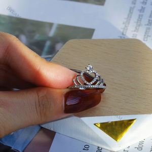 Dylam Low MOQ in Stock INS Style Minimalist S925 Sterling <b>Silver</b> Engagement Heart Shape Love <b>Crown</b> Rings Jewelry Fashion - Product Image 5