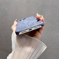 Coque pour 17 Pro Max, design animal, matériau PC, demi-enveloppe en tissu texturé denim, dissipateur de chaleur, protection antichoc