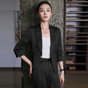 Ankola Women's Red Two-Piece Suit Set Solid Color Polyester Anti-Wrinkle Casual Blazer Pants Set Spring Summer 2025 - Product Image 3
