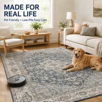 Tapis Rétro Bohème à Motifs Floraux, Lavable, Antidérapant, à Poils Courts, en Polyester, Résistant à l'Eau, Adapté aux Animaux Domestiques, pour Chambre à Coucher
