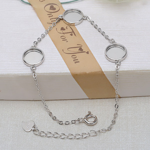 Bracelet en argent S925 avec 3 perles, coquille de cheval, support à fond plat pour perles de 8 mm, composants de bijoux - Product Image 5