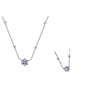 BINSHUO Collier Pendentif Flocon de Neige en Argent Sterling Plaqué Platine S925, Sertissage Six Griffes, Moissanite 0,5 Carat, Haute Qualité, Classique - Product Image 1