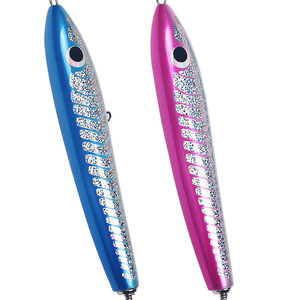 Señuelo de madera de 140 g para pesca en agua salada, macarela, lubina, trolling, jigging, acabado con polvo láser azul y rosa - Product Image 5
