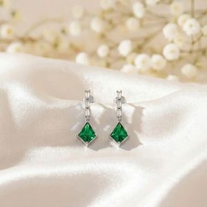Natural Emerald Green Gemstone Kite Shape <b>Earrings</b> Minimalist CZ Drop <b>Earrings</b> in 925 Sterling Silver Dainty <b>Dangle</b> Jewelry Gift - Product Image 5