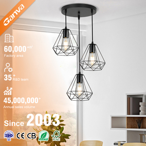 GANVA Simple estilo americano interior comedor 1 cabeza 3 cabezas E27 E14 Base colgante hierro Metal colgante Luz - Product Image 1