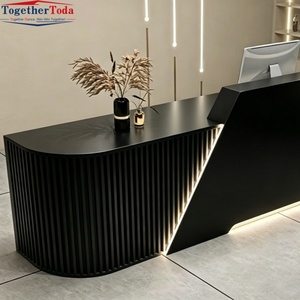 Mostrador de Recepción Curvo con Iluminación LED, Moderno, para Salón de Belleza, Peluquería, Spa, Hotel, Tamaño Personalizado - Product Image 6