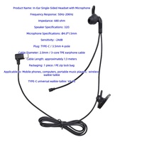 Écouteur unique avec micro pour talkie-walkie, interphone pour employé de caisse et arbitre, appel en temps réel, casque pour réunions, ENC, étanche IPX4, intra-auriculaire