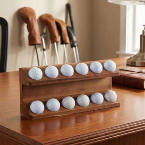 Expositor de madera transfronterizo de doble capa para pelotas de golf, estante de almacenamiento compartimentado, expositor de pelotas de ping-pong, almacenamiento - Product Image 1