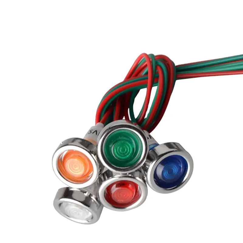 12v Wire Signal Lamp red yellow blue green white 10mm Indicator Light